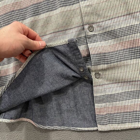 Carbon 2 Cobalt Shirt Mens Large Colorful Striped Chambray Cotton Camp Preppy - Picture 6 of 8